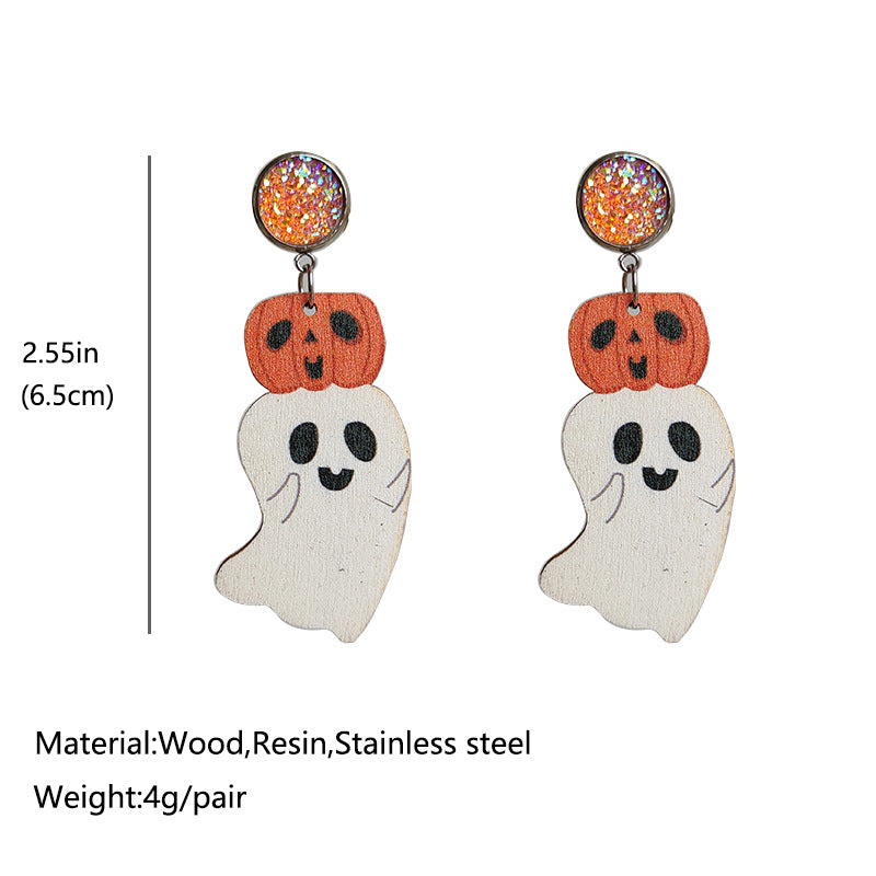 Wholesale  Cute Pumpkin Wooden Earrings